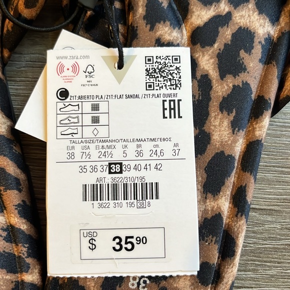 Zara leopard satin slides size 38 - Picture 2 of 5